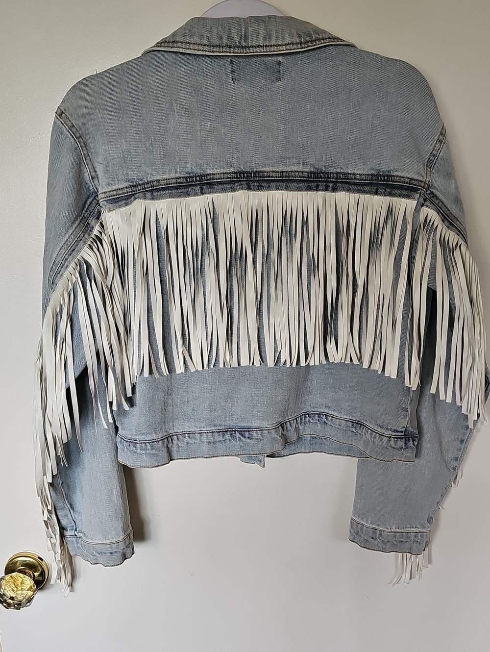 Vigoss Light Blue Denim Jacket with White Fringe. Fun Jacket! Size S. - Picture 4 of 4